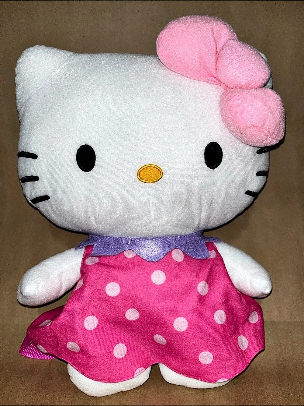 Pink & White Polka Dot Plush Backpack